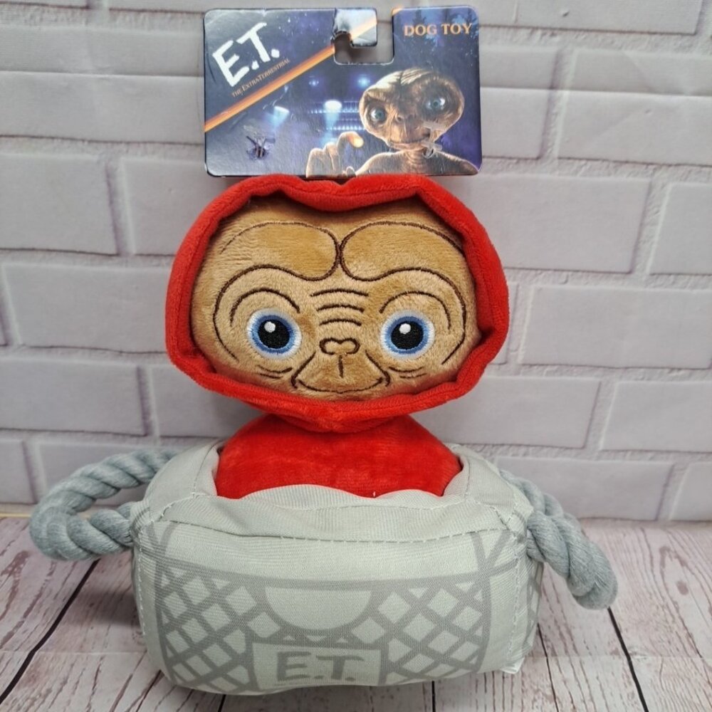 Universal Studios E.T. ET Dog Toy 8" Plush Squeaker Red Hoodie Basket Dogs